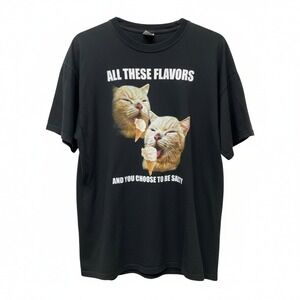 Walnut & 39th Black‎ Mens Graphic T-Shirt 2XL Cats Ice Cream "Salty" Meme